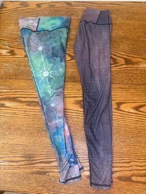 Bundle 2 Pairs Aimee Activewear Leggings Size S Made in USA Celestial & Croc